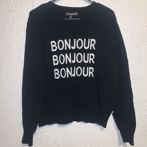 Karl Lagerfield Paris Bonjour Fashion Black Women's Pullover Sweater L